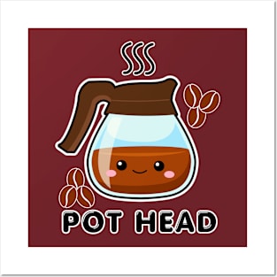 Kawaii Coffee Pot Head Posters and Art